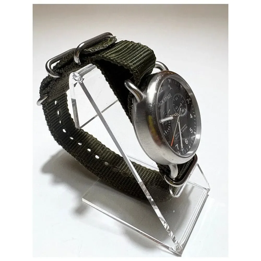 Jack Spade Norton 2-Eye Chronograph Stainless Steel Black Watch 38mm 2 Bands